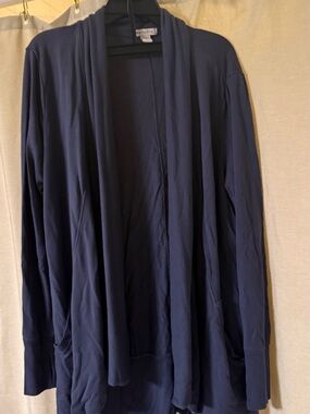 Athleta Navy Open-Front Lightweight Shirt Jacket
